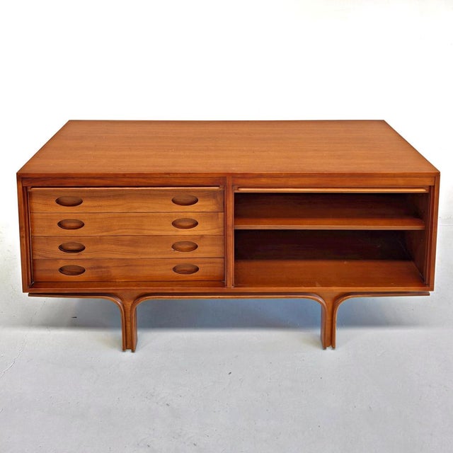 1960s Vintage Light Wood Sideboard with Shutter attributed to Gianfranco Frattini, 1960s For Sale - Image 5 of 18