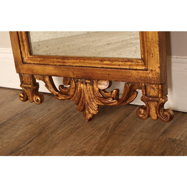 Italian Giltwood Narrow Vintage Wall Mirror Mirror For Sale - Image 16 of 18