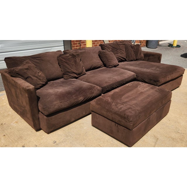 Beautiful and luxurious sectional and ottoman set for sale. Attributed by original owner as Crate and Barrel. Down...
