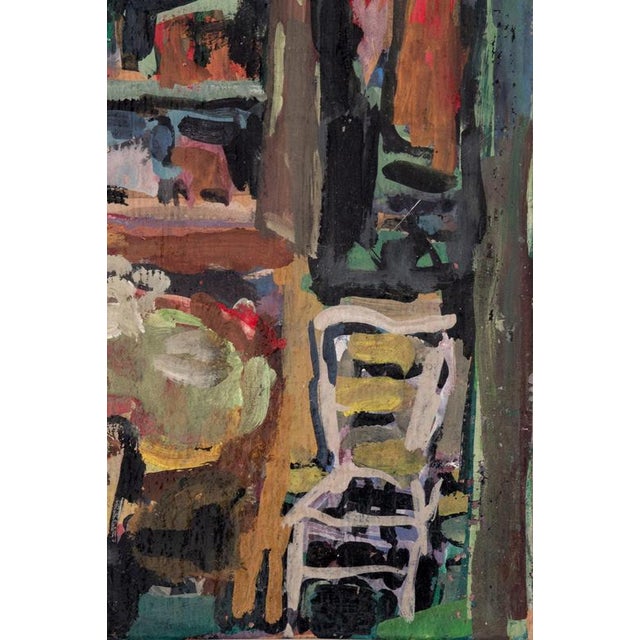 French School Artist, Interior with Table and Chairs, Oil Painting on Canvas, Mid-20th Century For Sale - Image 3 of 9