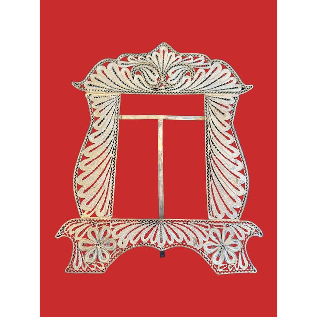 Vintage Persian or Turkish Wedding Frame Intricately hand-woven silver filigree, metal tests silver .900, excellent...