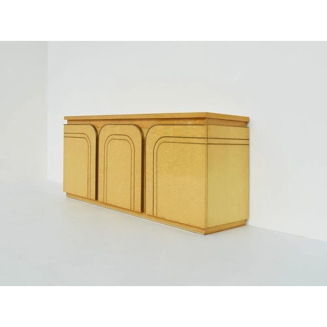 Sculptural Polished Birch Root Sideboard with Brass Detailed Rounded Doors and Drawers from Turri, 1970s, in Very Good...