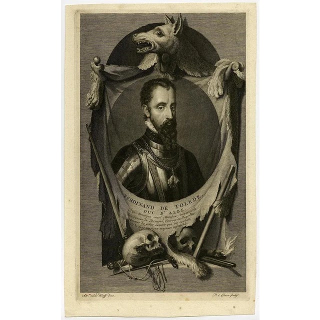 Antique print, titled: 'Ferdinand de Tolede. Duc d'Albe.' Portrait of Fernando Alvarez de Toledo y Pimentel, Grand duke of...