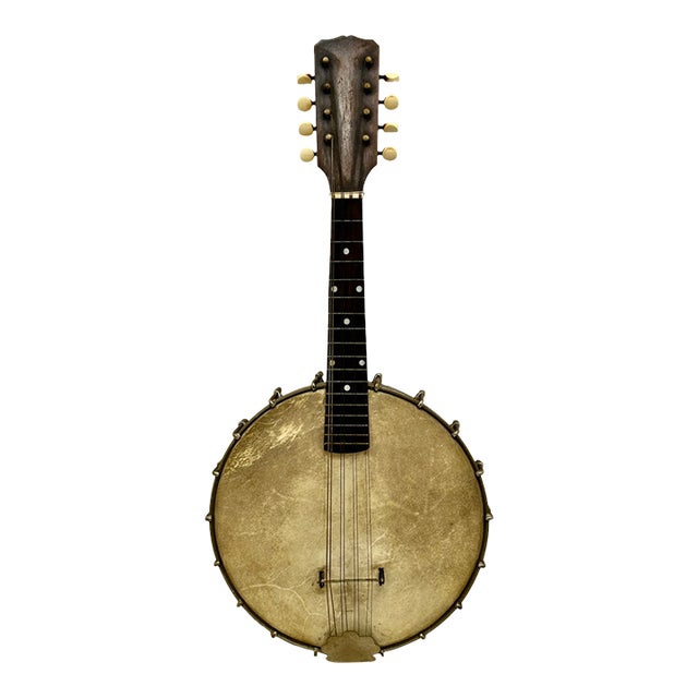Authentic American Antique Small 8 String Banjo Style Musical Instrument for Decoration - Circa Early 1900s For Sale