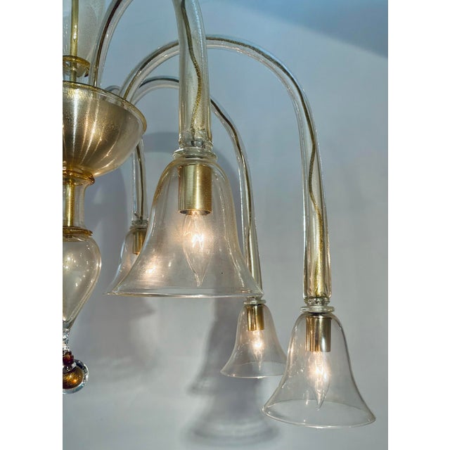 Modern 1990s Myran Allan Luxury Lighting Modern Venetian Murano Hand Blown Gol Murine Chandelier For Sale - Image 3 of 6