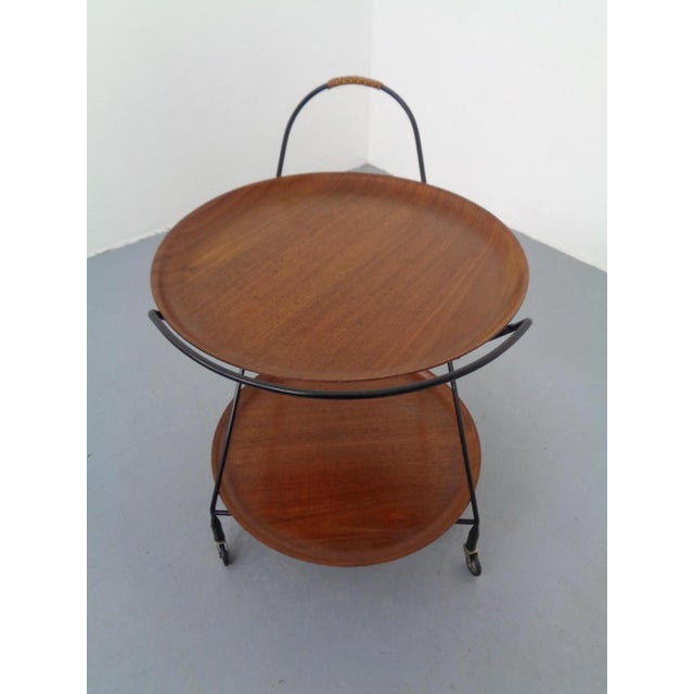 Black Mid-Century Teak and Metal Serving Bar Cart by Paul Nagel for Jie Gantofta, Sweden, 1960s For Sale - Image 8 of 18