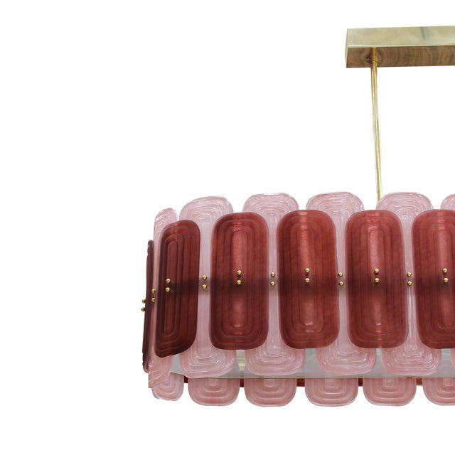 Mid-Century Modern Murano Glass Suspension Lamp with Gilt Metal Structure, Italy, 1999 For Sale - Image 3 of 10