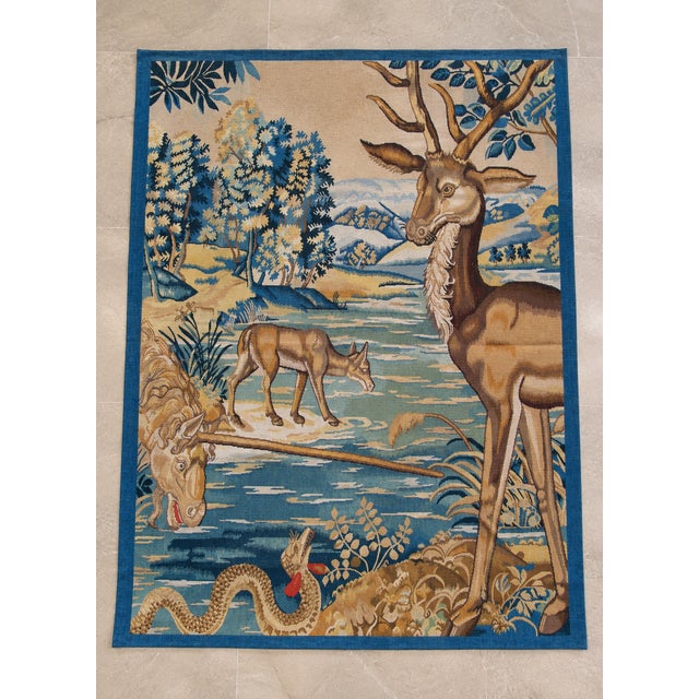 Textile Late 20th Century Pictorial Forest and Wildlife Tapestry For Sale - Image 7 of 7