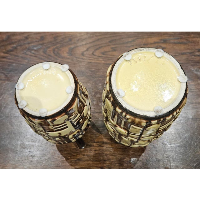 Pair of Rare U - Keramik West German Vases in the Abstrakt Brutalist Series For Sale - Image 10 of 12