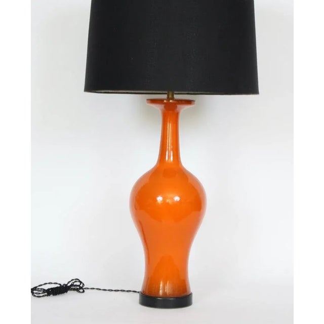 Tall Glazed Tomato Red Ginger Jar Ceramic Table Lamp, Circa 1960 For Sale - Image 6 of 12