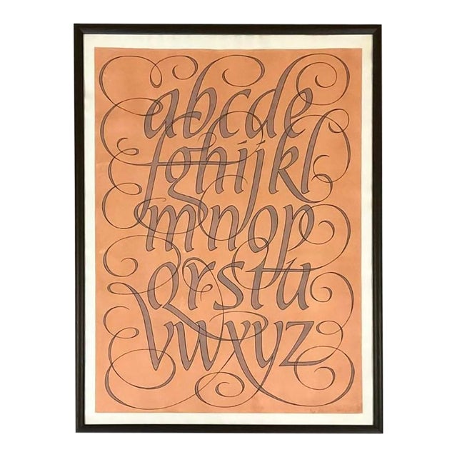 1968 David Kindersley Signed Limited Edition Calligraphic Alphabet Lithograph 8/50 - Disregard Styled After Under Details. For Sale