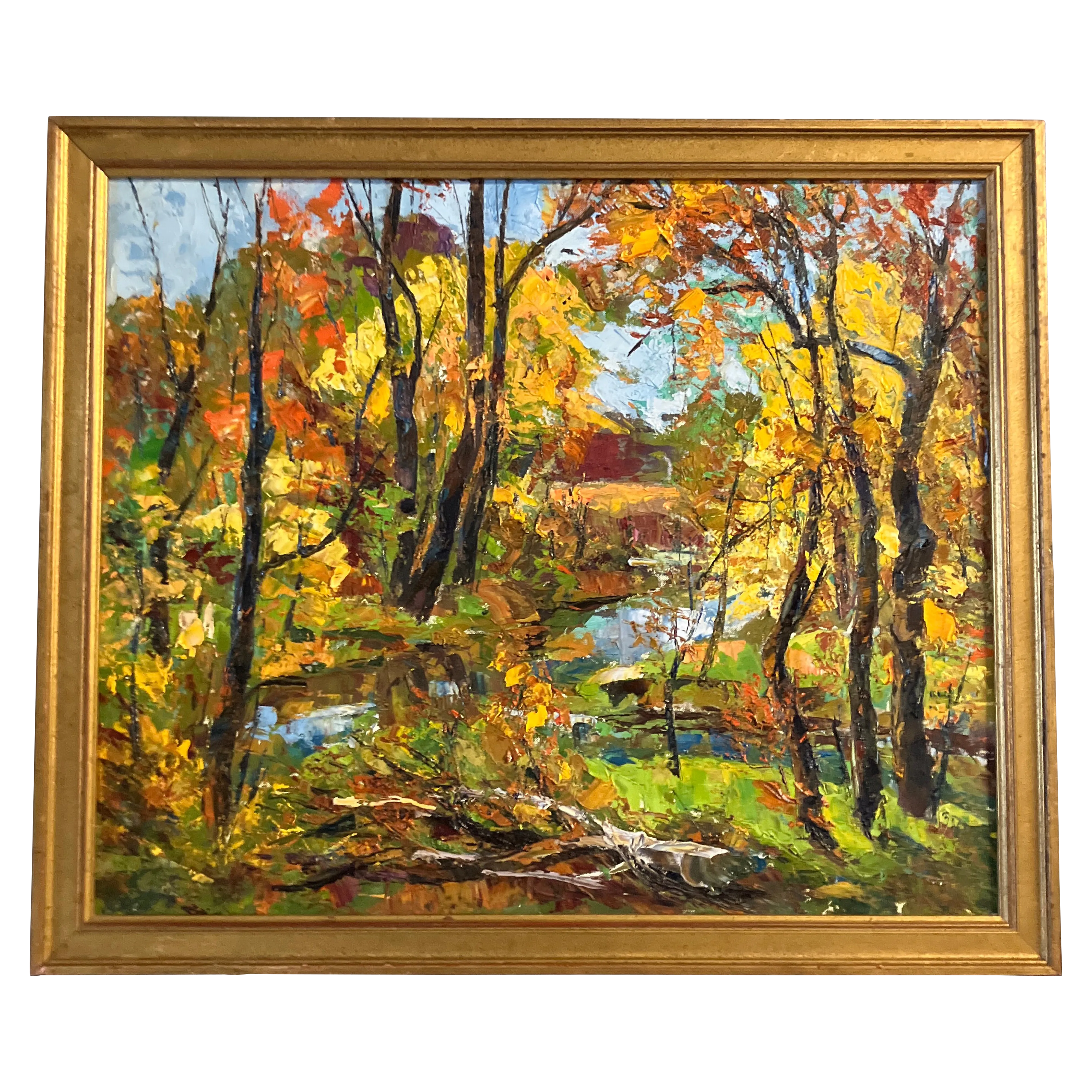 アメリヴィンテージUNDLANDSCAPEPRINTWAISTSLITSKIRT 1960s-vintage-impressionist-