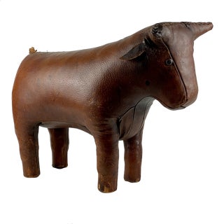 Retired Leather Bull Ottoman Foot Stool by Dimitri Omersa - 1960's For Sale