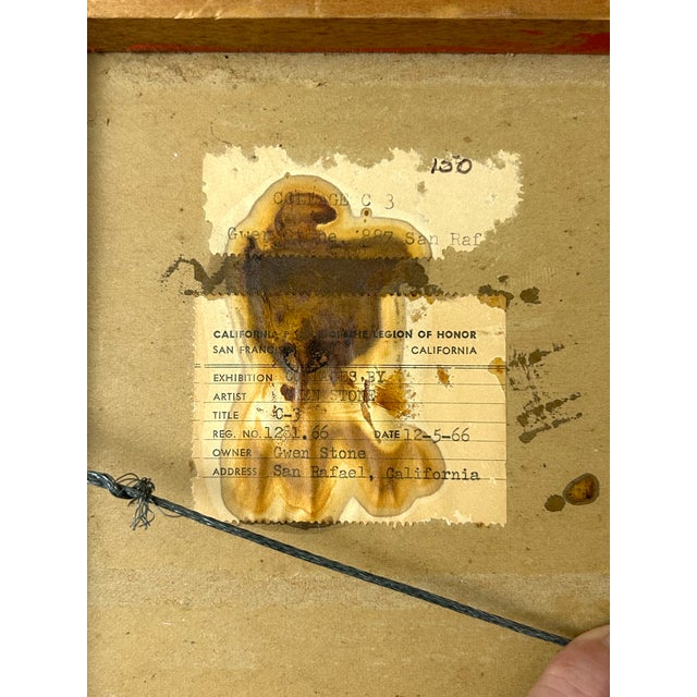 1966 Gwen Stone “C-3” California Modernist Mixed-Media Collage Painting For Sale - Image 15 of 17
