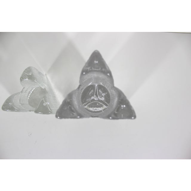 Pair of Kosta Boda Sweden “Skyline” Fluted Triangular Art Glass Crystal Candleholders Designed by Anna Ehrner For Sale - Image 6 of 11