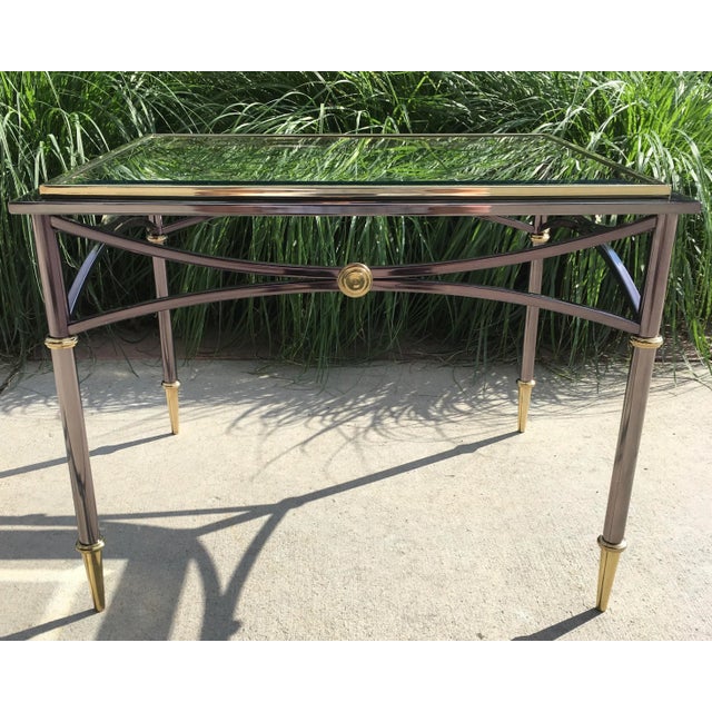 Mid 20th Century Jansen Style Gun Metal End Table With Brass Mounts From Design Institute of America For Sale - Image 10 of 13