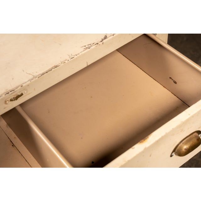 Vintage Metal Lowboy Dresser in Cream Enamel For Sale - Image 10 of 15