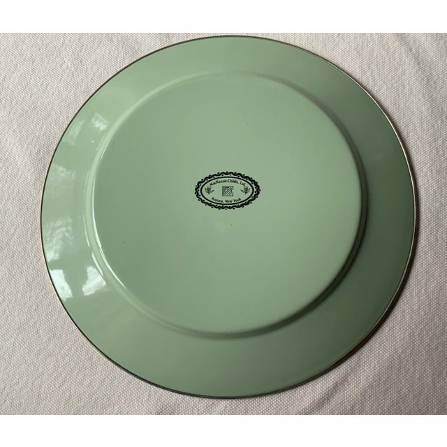 Mackenzie-Childs Sage Green Enamel Chargers - Set of 4 | Handmade 12" For Sale - Image 15 of 18