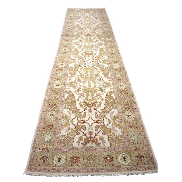 Condition: New Origin: Persia Design: Sultanabad Actual Size: 4'2" x 17'8" Thickness: 1/4" Color: Ivory, Light Khaki,...