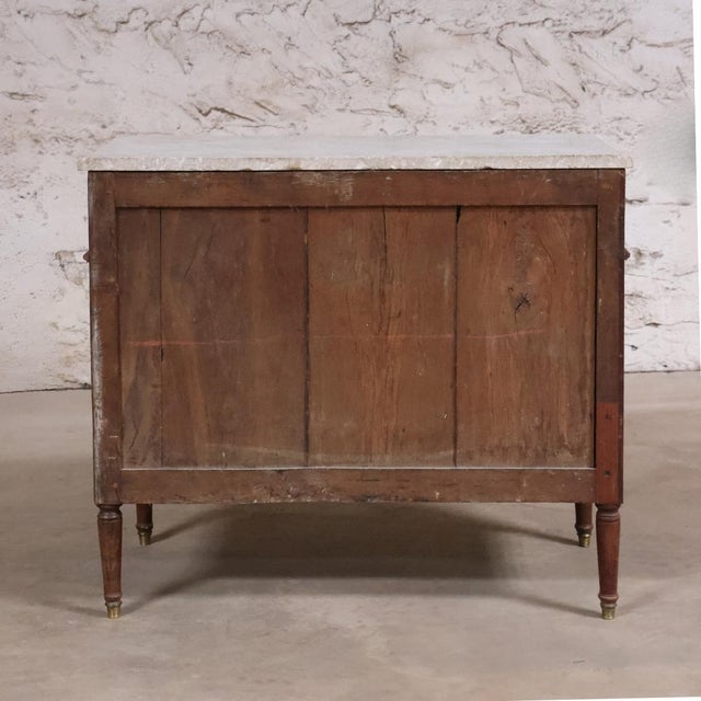 19th Century Louis XVI Chest With White Marble Top For Sale - Image 4 of 6