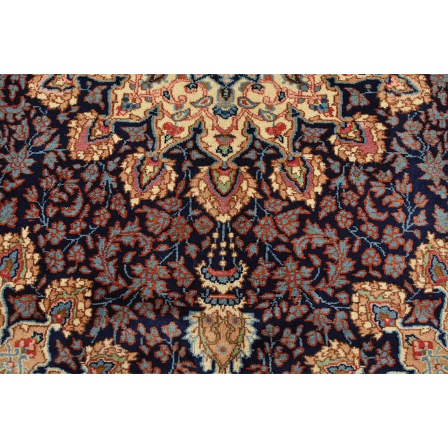 Kerman Rug 9’9” X 13’8” Blue Wool Vintage Traditional Hand-Knotted Carpet For Sale - Image 11 of 15