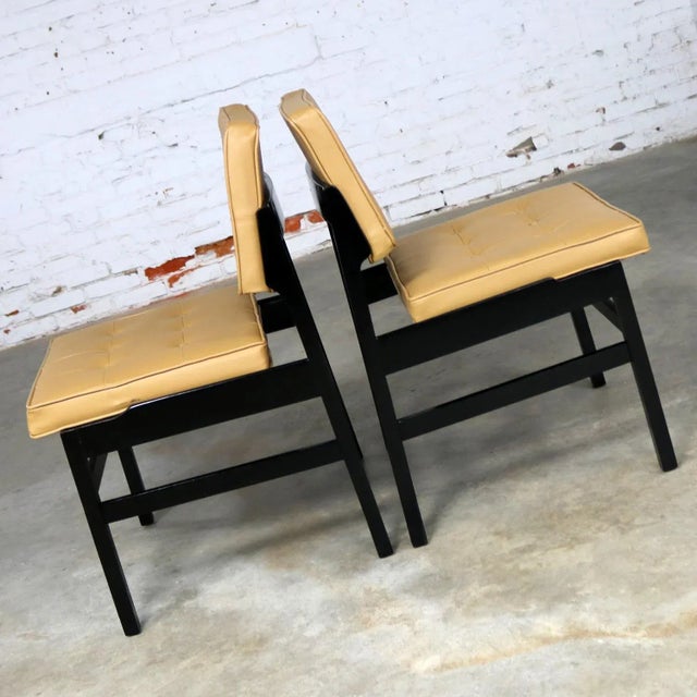 Hibriten Blackened Wood and Faux Leather Mid-Century Modern Chairs - a Pair For Sale - Image 6 of 13