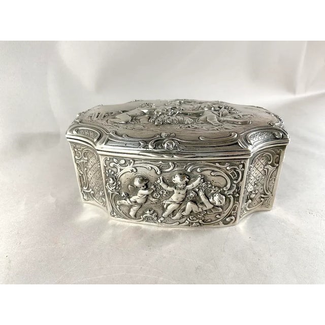 Late 19th C German Rococo Silver Repousse Trinket Box For Sale - Image 16 of 16
