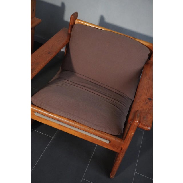 Pine and Fabric Armchairs in the style of Afra and Tobia Scarpa, 1970s, Set of 2 For Sale - Image 10 of 18