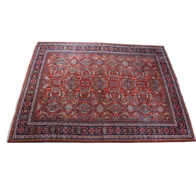 Traditional Large Vintage Hand Knotted Oriental Geometric Wool Area Rug Carpet 10' X 14' For Sale - Image 3 of 12