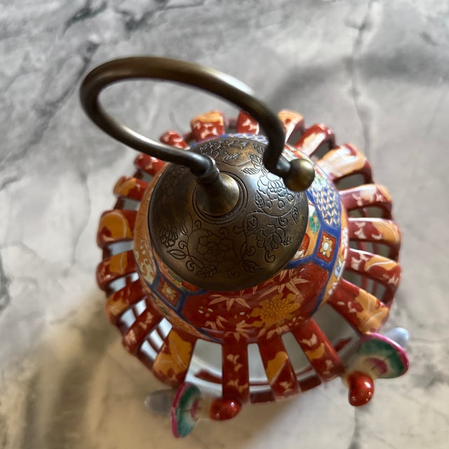 Arts & Crafts Chinese Vintage Handmade Red CeramicBirdcage Shape Display Figure For Sale - Image 3 of 9
