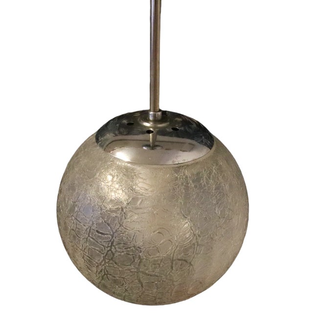 Ceiling Pendant with Cracked Glass Dome, 1930s For Sale