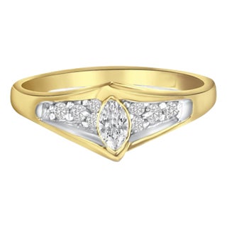 Marquise Diamond Ring .33cttw 14k Yellow Gold, Size 4 For Sale