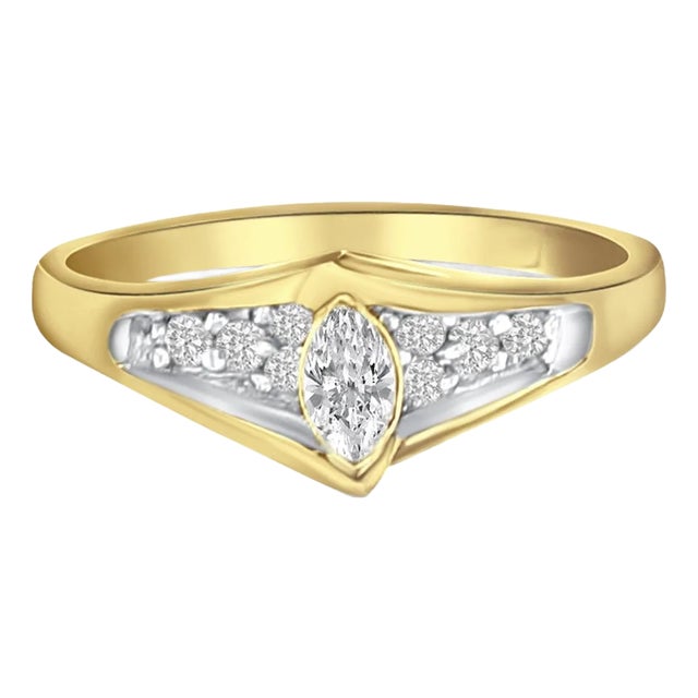 Marquise Diamond Ring .33cttw 14k Yellow Gold, Size 4 For Sale