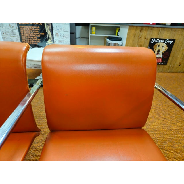 Metal Mid Century Modern Attributed to Peter Protzman for Herman Miller Orange Modular Chair Set For Sale - Image 7 of 10