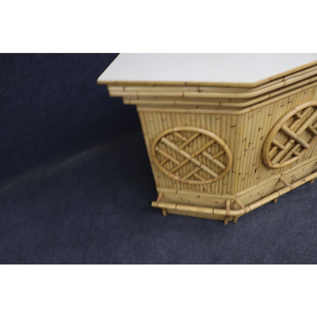 Wood Mid-Century Modern Split Bamboo & Rattan Tiki Dry Bar For Sale - Image 7 of 18