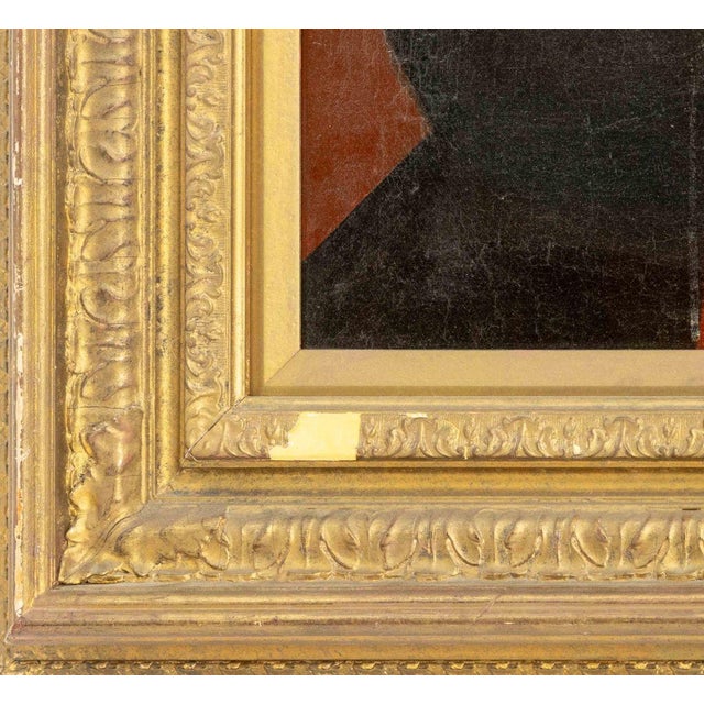 Black Illegibly Signed Portrait of a Man Oil on Canvas, 1844 For Sale - Image 8 of 10