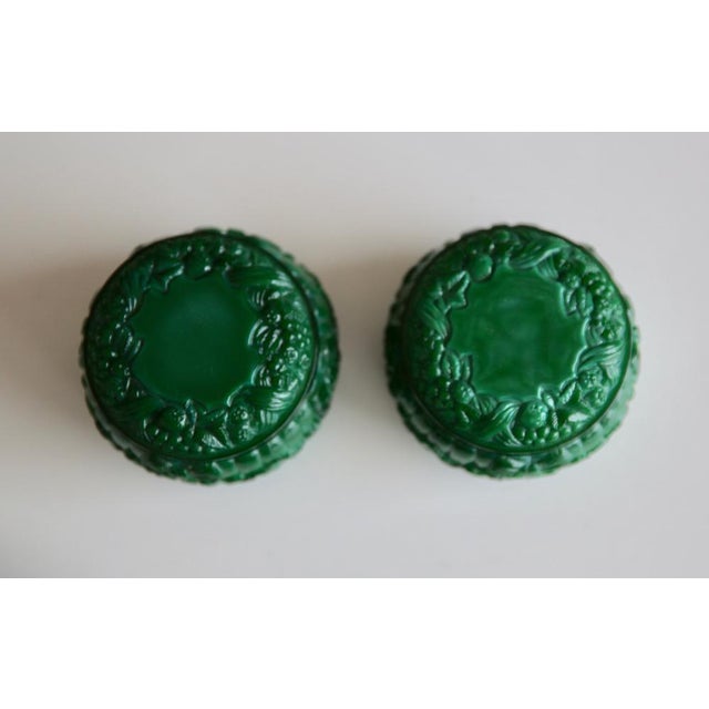 Glass Art Deco Deep Green Glass Boxes, 1930s, Set of 2 For Sale - Image 7 of 7