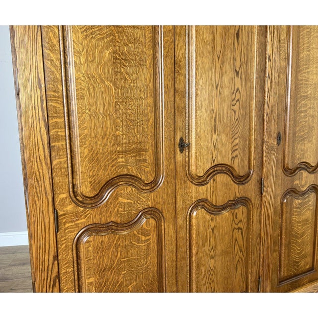 Vintage French Style Carved Oak 5-Door Armoire For Sale - Image 5 of 14
