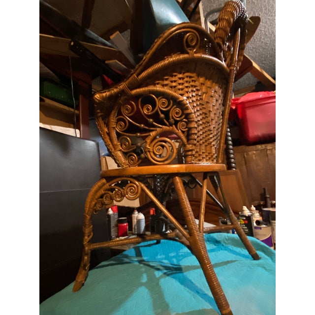 Exceptional Antique Heywood Brothers & Wakefield Fancy Wicker Armchair, Dating to Circa 1897–1915 (Pre-1921 Maker). For Sale - Image 10 of 11