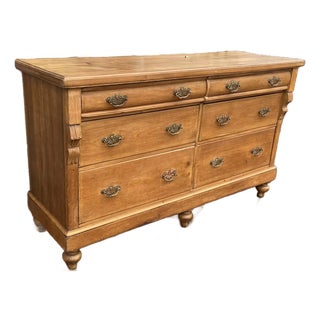 English Late Victorian Pine Dresser, C. 1890s – Six Drawers, Turned Feet For Sale