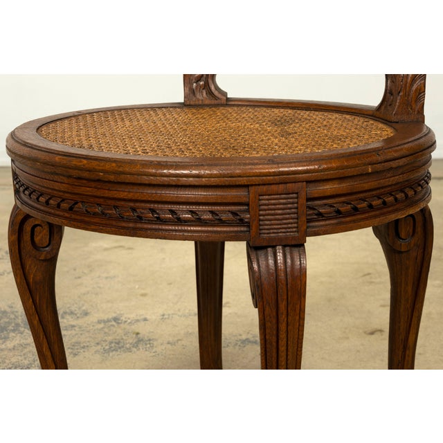 Set of Six Mid-19th Century French Napoleon III Carved Oak and Cane Dining Chairs For Sale - Image 11 of 18