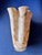 This JOZEFINA KROSNO Handkerchief vase is a large, asymmetrical art glass piece with a marbled brown color and a glossy...
