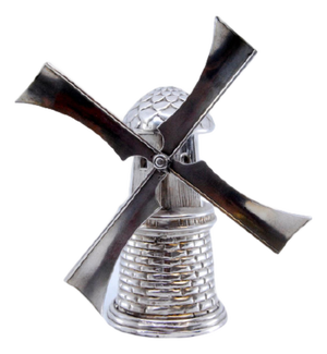 Dutch Style Windmill-Shaped Toothpick Holder with Reliefs