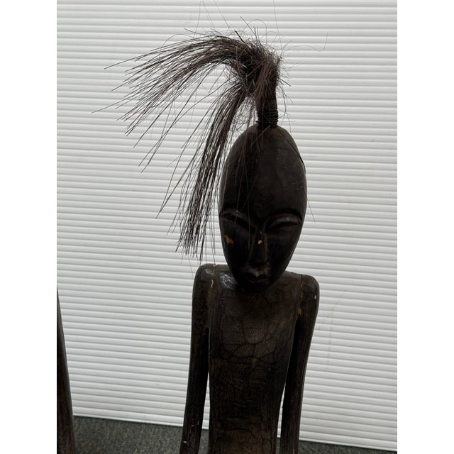 Late 20th Century African Male + Female Figure Carved Sculptures, Pair For Sale In San Francisco - Image 6 of 12