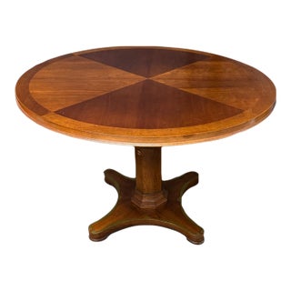 Vintage Weiman Campaign Style Walnut and Cherry Mechanical Convertible Hi Low Coffee Dining Table For Sale