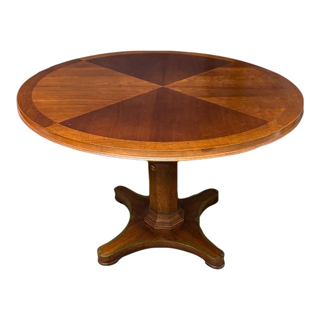 Vintage Weiman Campaign Style Walnut and Cherry Mechanical Convertible Hi Low Coffee Dining Table For Sale