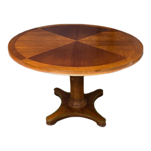 Vintage Weiman Campaign Style Walnut and Cherry Mechanical Convertible Hi Low Coffee Dining Table