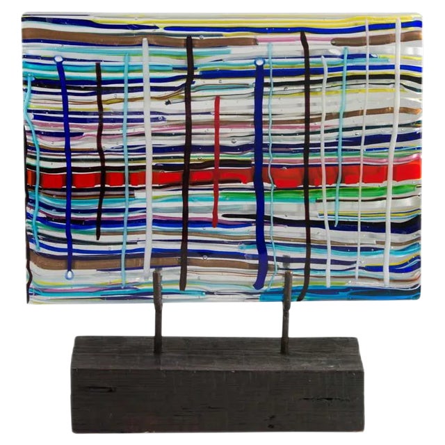Piastra Glass Sculpture by Leonardo Cimolin For Sale