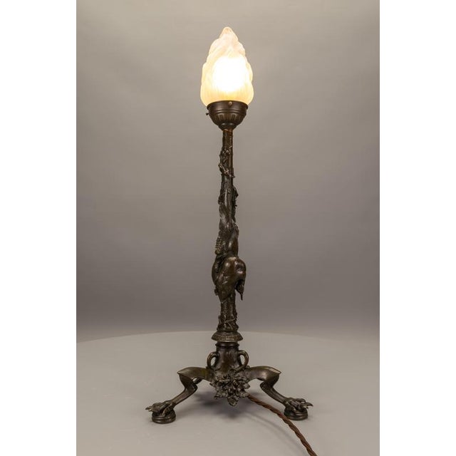Late 19th Century French Bronze and Glass Table Lamp by A. N. Cain For Sale - Image 3 of 18