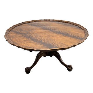 1950s Henredon Piecrust Mahogany Chippendale Style Coffee Table Claw & Ball Feet For Sale